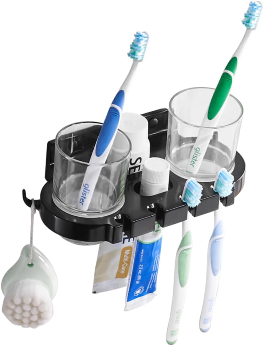 Anneome Toothbrush Holder with Hooks and Cups 1