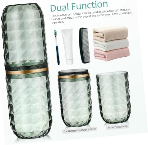 GALPADA Travel Toothbrush Holder and Mouthwash Tumbler Set