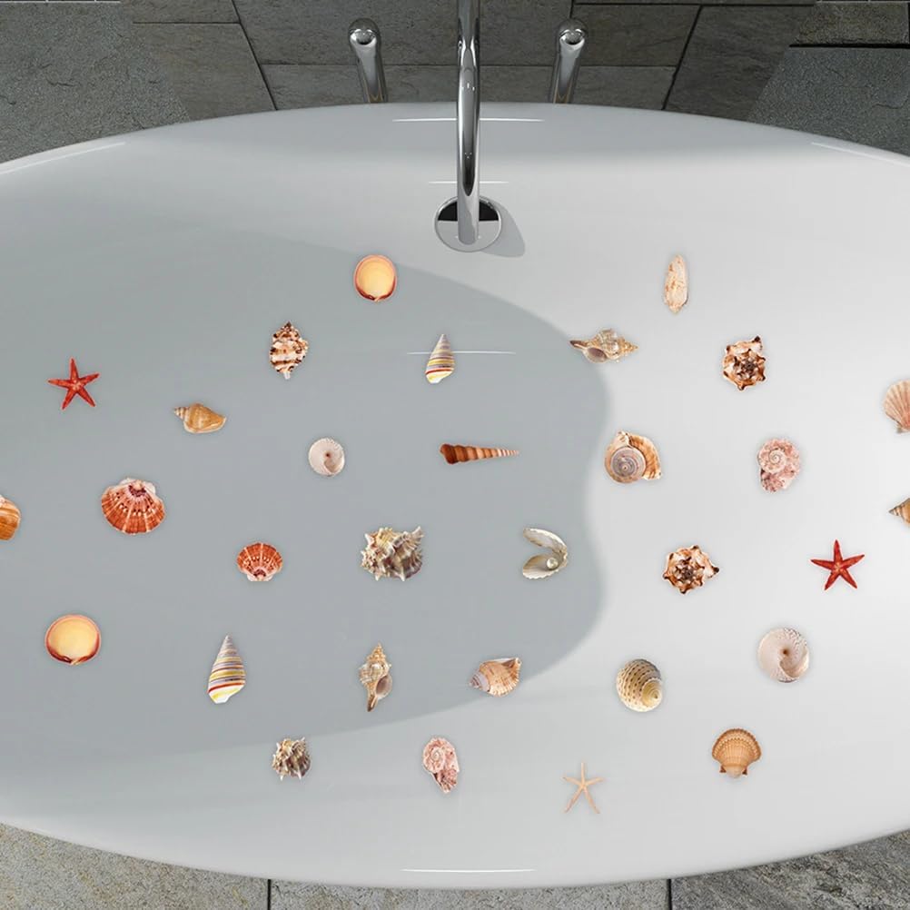 LUOZZY 6 Sheets Non-Slip Bathtub Stickers with Sea Shell Design