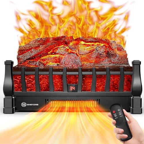 Riseon Electric Fireplace Logs Heater with Remote