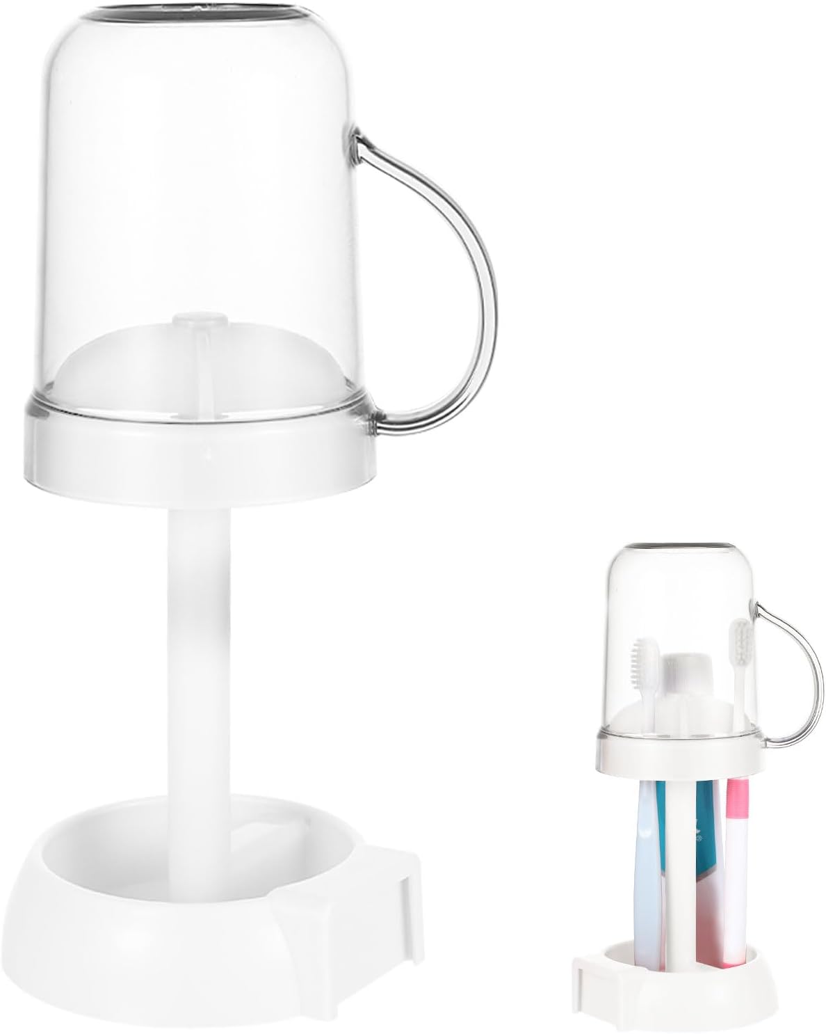 GENZYRE White Toothbrush Holder with Cover and 3 Slots