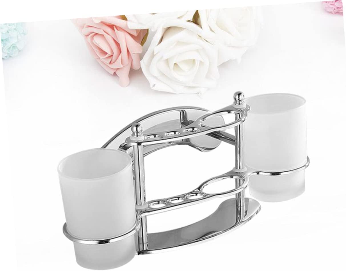 Bathroom Holder Wall-Mounted Toothbrush Cup Holder White