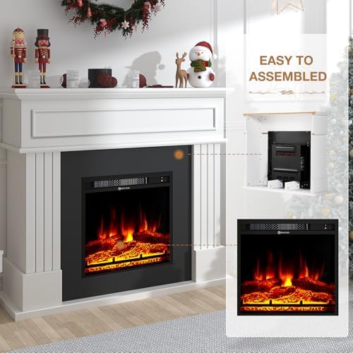oneinmil Electric Fireplace with Mantel and TV Stand