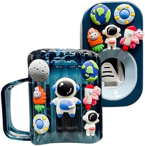 ESiiFuu Wall Toothbrush Holder Set with Cosmonaut Theme