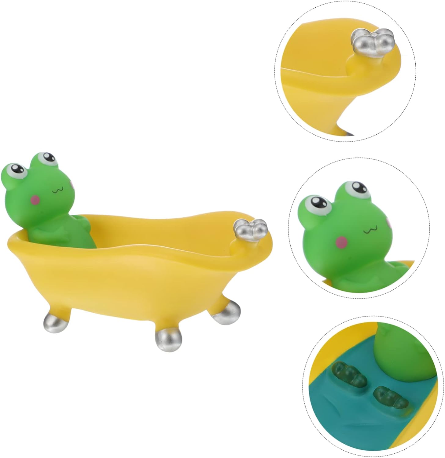 LIFKOME Cartoon Frog Soap Dish Tray Self Draining Vinyl Holder for Bathroom