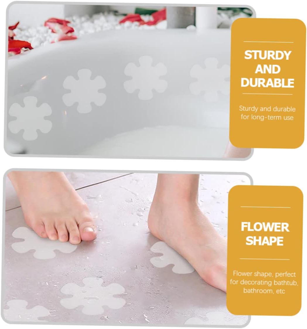 VOSAREA 12Pcs Flower Design Non-Slip Stickers for Bathrooms and Kitchens