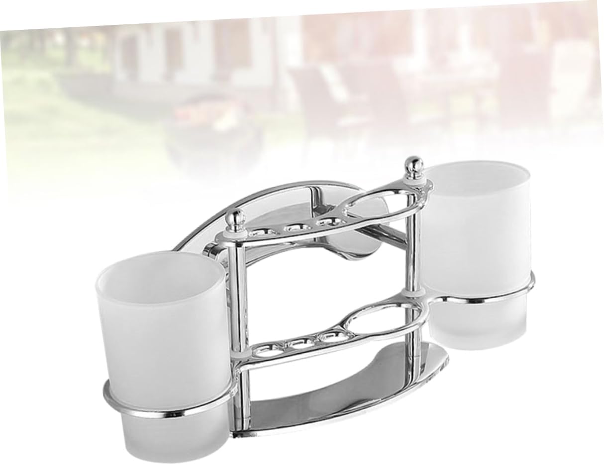 PRETYZOOM Wall-Mounted Toothbrush Holder with Gargle Cup 1