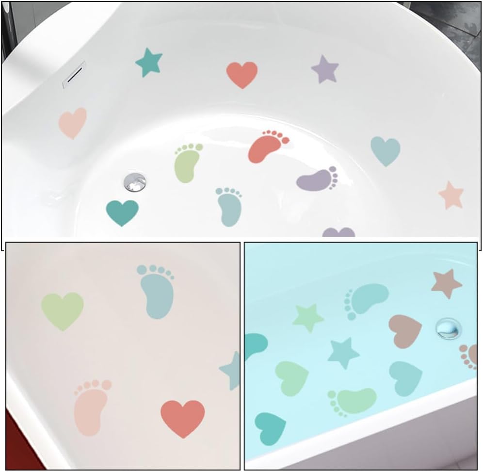 HOMSFOU Non-Slip Bathtub Stickers 6 Sheets PVC Design