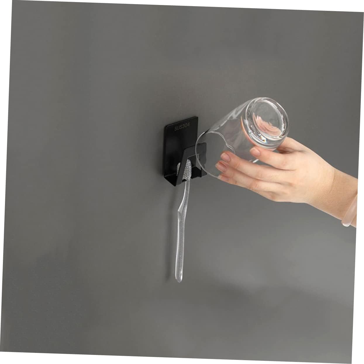 Mobestech Wall Mounted Toothbrush Holder with Suction Cup and Drainage 1