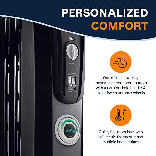 DeLonghi 1500W Oil Filled Radiator Heater for Home Use