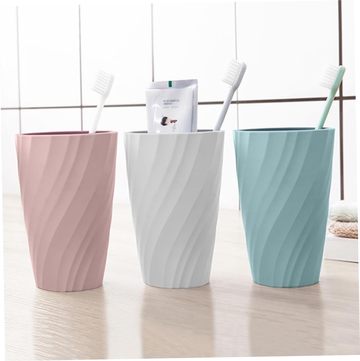 BRIGHTFUFU 2pcs Double Layer Toothbrush Cup