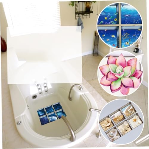 Happyyami 6 Pack 3D Bathtub Stickers Non-Slip PVC Decor