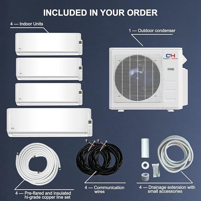 Cooper Hunter 4 Zone Mini Split ACHeat System 9000 12000 BTU