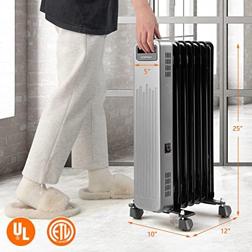 COSTWAY 1500W Oil Filled Radiator Heater with 3 Heat Levels