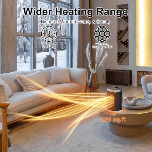 JIBUFI 1500W PTC Space Heater with 70 Oscillation and Remote Control