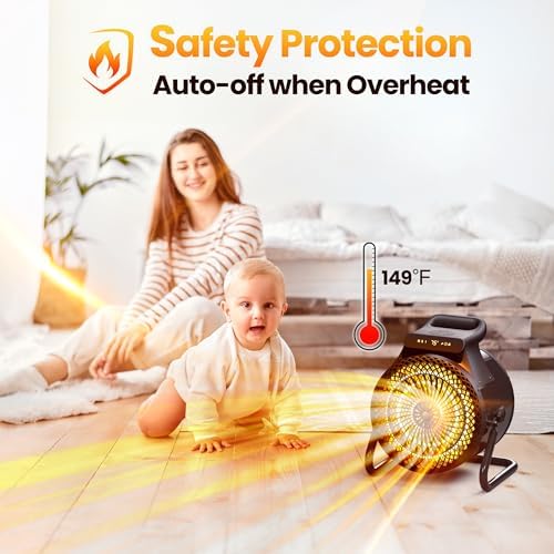 Riseon 1500W Electric Outdoor Heater with Remote Control and 3 Modes
