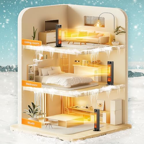 Riseon 1500W Electric Fireplace Heater with Remote Child Lock and 3D Flame