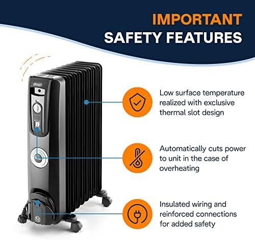 DeLonghi 1500W Oil Filled Radiator Heater for Home Use