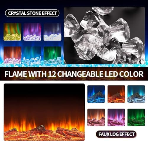 oneinmil Electric Fireplace 50 Inch WallMounted