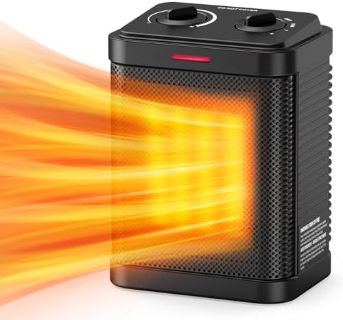 Pereysi 1500W PTC Ceramic Space Heater with Thermostat and 3 Modes