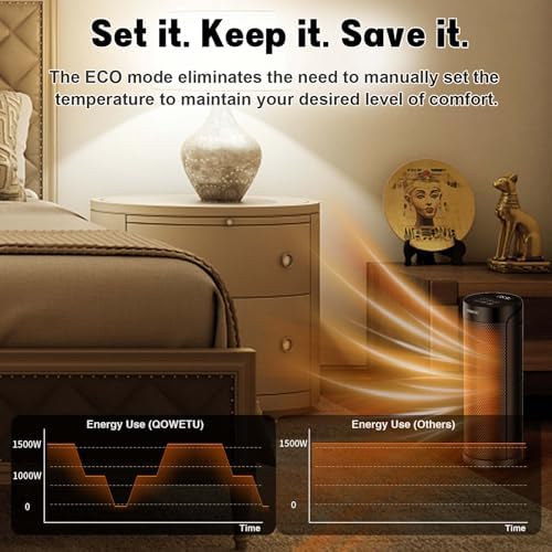 QOWETU 1500W Quiet PTC Ceramic Space Heater with Remote