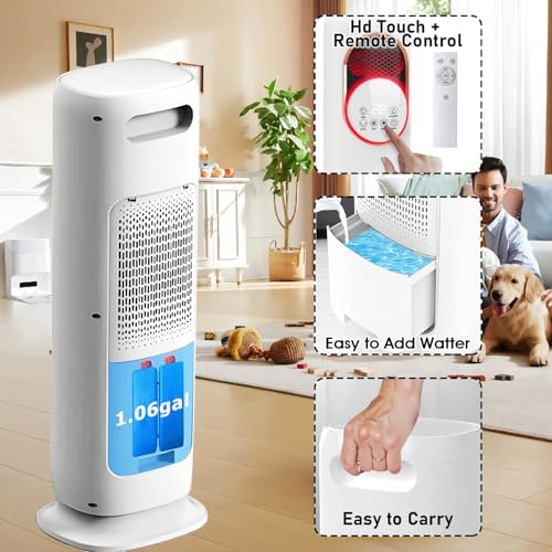 XWLAI Bladeless Tower Fan and Heater Combo with Humidifier