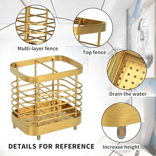 Snailhouse Wall Mount Toothbrush Holder - Gold Stainless Steel
