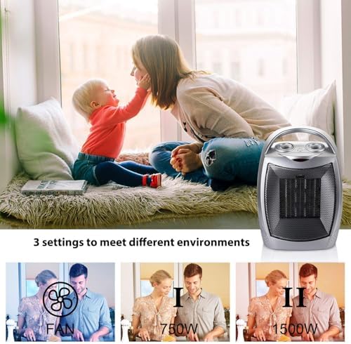 Upwsma 2 in 1 Space Heater with Fan - 1500W750W Adjustable
