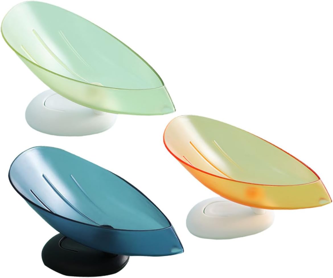 HAKIDZEL 3Pcs Soap Dish Holder with Suction Cup and Draining Design