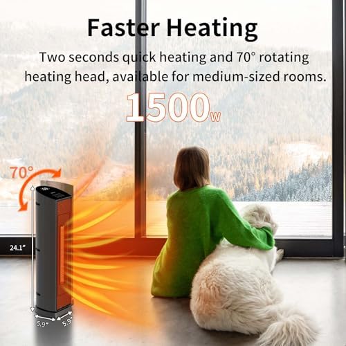 QOWETU 70 Oscillating Electric Heater with Remote Control