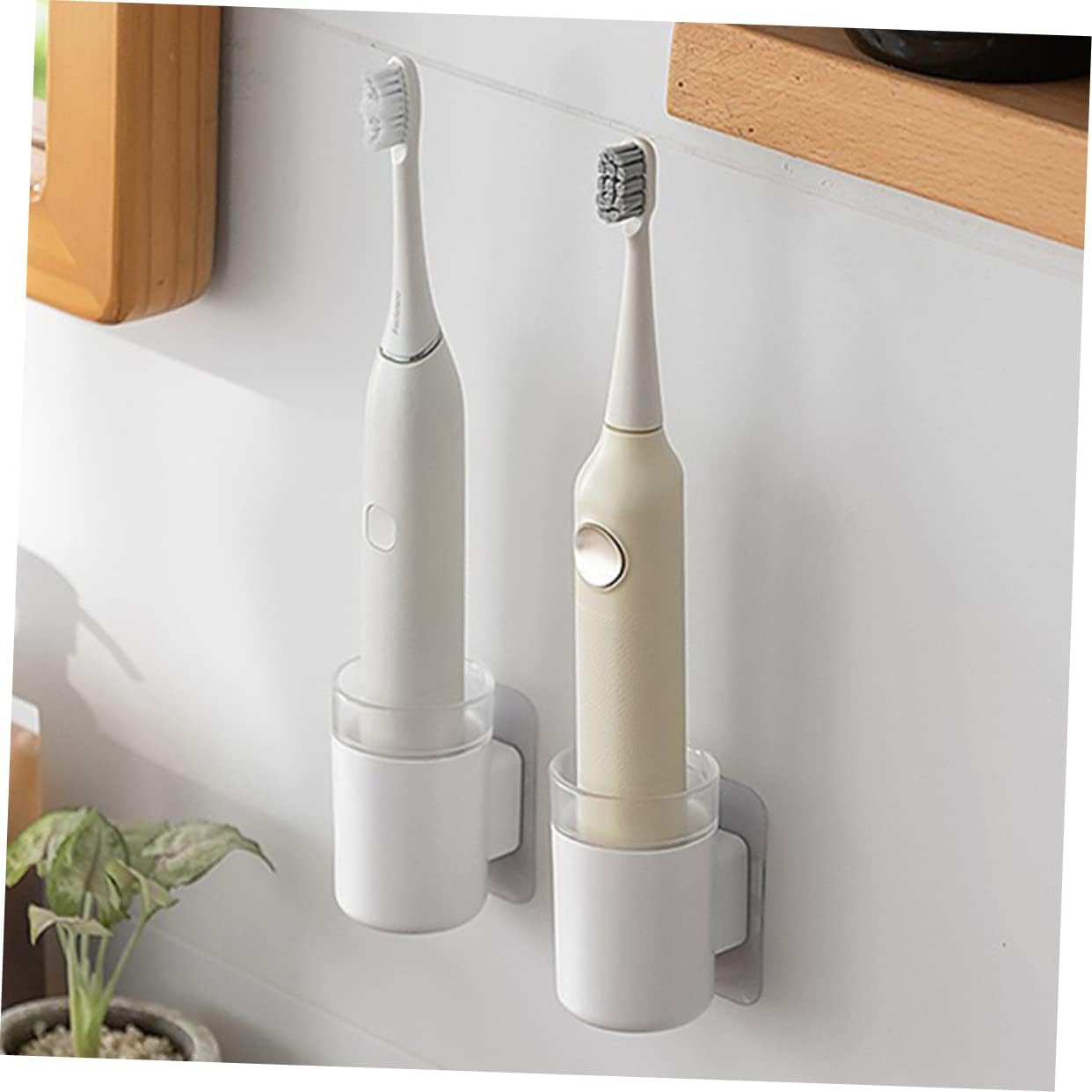 Amosfun 2pcs Wall-Mounted Electric Toothbrush Holders