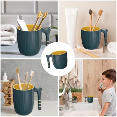 Uxcell Toothbrush Cup with Handle 400ml Dark Green
