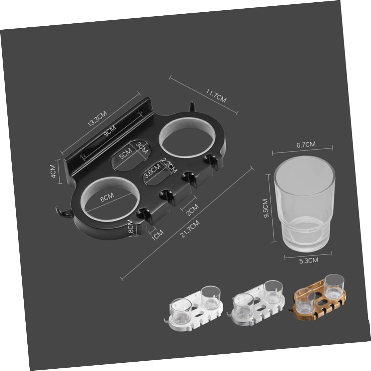 BUGUUYO Punch Toothbrush Holder with Hooks and Cups 1