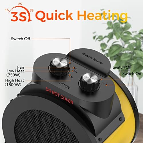 Elevoke 1500W PTC Electric Space Heater with 90 Adjustable Angle