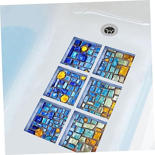 ETHZZLE 3D Bathtub Sticker Non-Slip Decor Blue