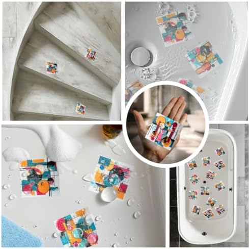Leluca Non-Slip Bathtub Stickers - 16PCS Abstract Art Design