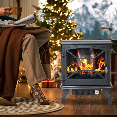 Panana Electric Fireplace Heater 5300 BTU Realistic Flame