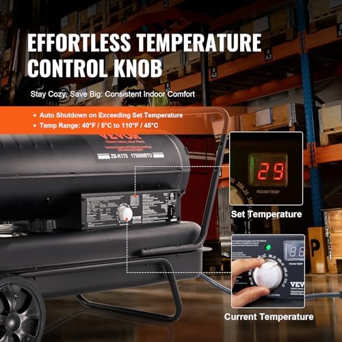 VEVOR Kerosene Heater 175000 BTU with 132 Gallon Tank