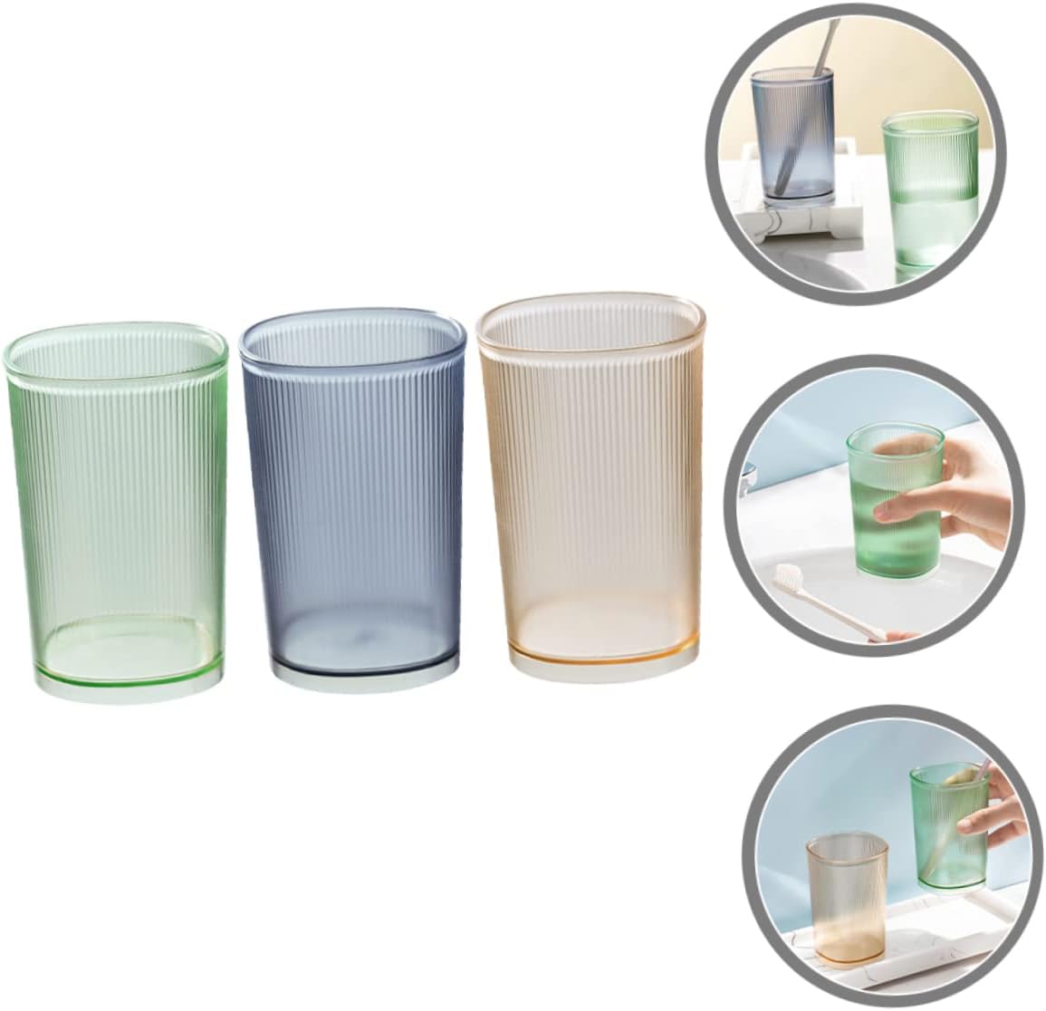 Cabilock 3pcs Reusable Toothbrush Cups Portable Holder for Family Use