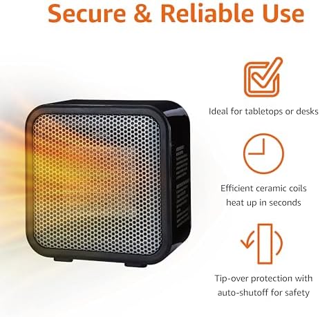 Amazon Basics 500W Ceramic Desk Heater with Tip-Over Protection