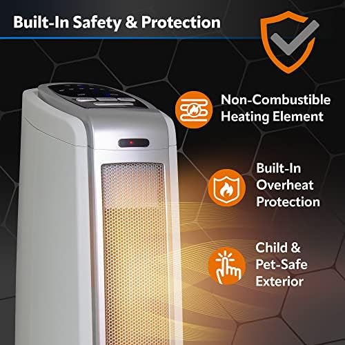 Lasko Oscillating Ceramic Tower Heater with 1500W and Overheat Protection