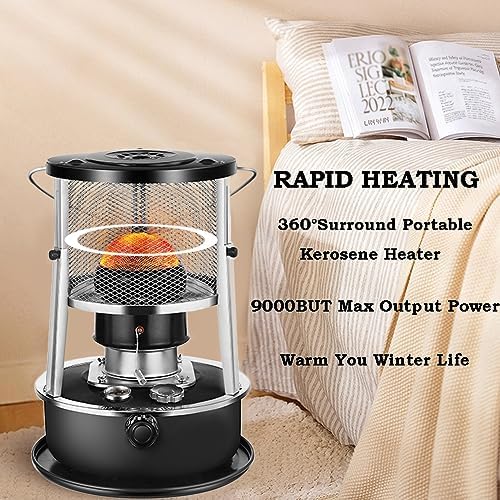 LINWIN 2 in 1 Kerosene Heater Stove 9000 BTU Black