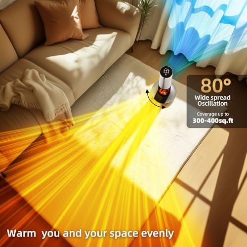 Fierscial 1500W Electric Fireplace Heater with ECO Mode and 3D Flame