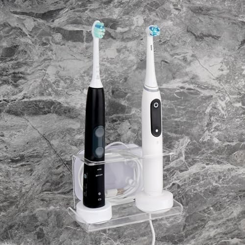 Electric Toothbrush Holder Wall Mounted with 2 Chargers and Cable Organizer