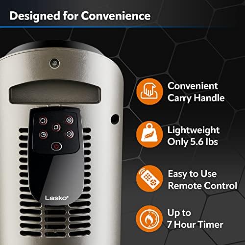 Lasko 225 Inch Oscillating Ceramic Space Heater with Remote Control and Timer