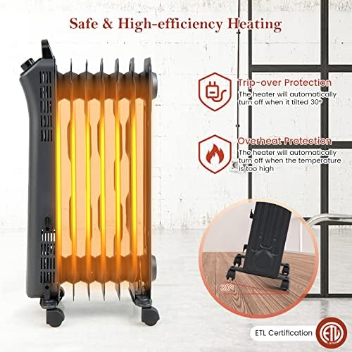 Tangkula 1500W Oil Filled Heater with 3 Modes and Thermostat