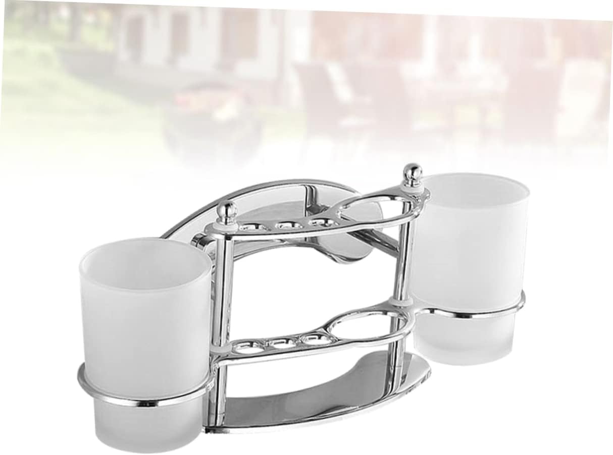 LIFKOME Wall Mount Stainless Steel Gargle Cup Toothbrush Holder