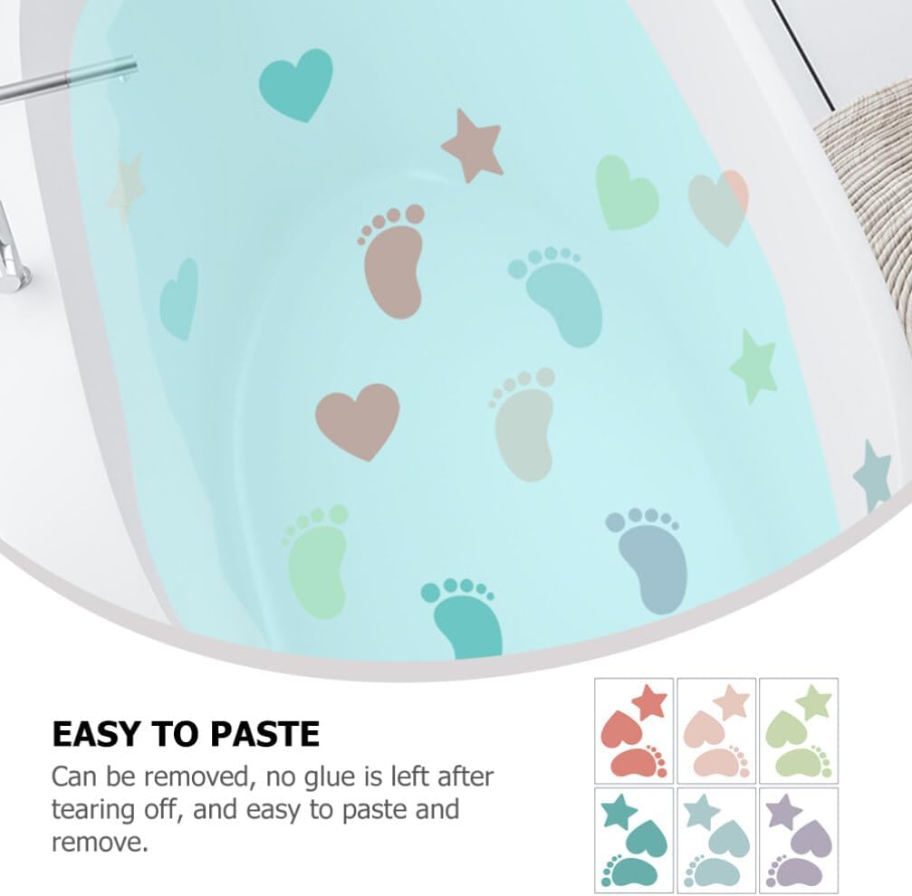 HOMSFOU Non-Slip Bathtub Stickers 6 Sheets PVC Design
