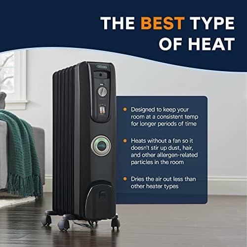 DeLonghi 1500W Oil Filled Radiator Heater for Home Use