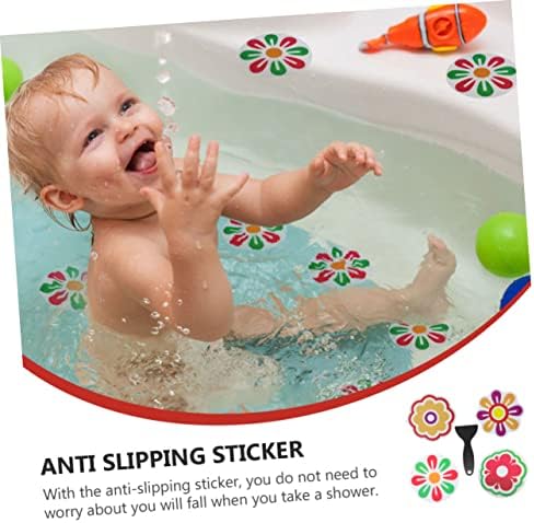 VICASKY 4pcs Cartoon Non-Slip Tile Stickers for Bathrooms